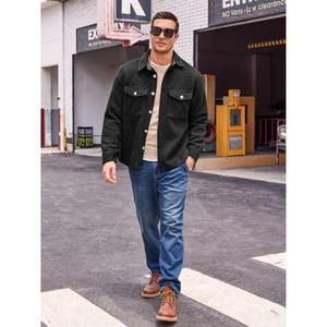 2025 hommes décontracté boutonné Shacket hiver vêtements d'extérieur légers avec poche floue Sherpa polaire veste - Product Image 3