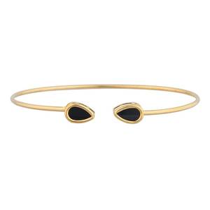 Brazalete de Plata de Ley 925 Chapado en Oro de 18k con Ónix Negro Natural en Forma de Pera, Joyería de Alta Calidad para Venta al Por Mayor - Product Image 1
