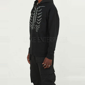 Sweat à capuche zippé personnalisé pour homme, en molleton respirant et mélange de coton, avec strass, idéal pour l'extérieur en hiver - Product Image 3