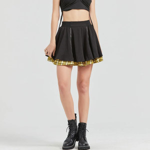 Hot Selling Women's Gothic Pleated Mini <b>Skirt</b> High Waist Yellow Tartan Plaid <b>Patchwork</b> Layered A-Line Skater <b>Skirts</b> - Product Image 2