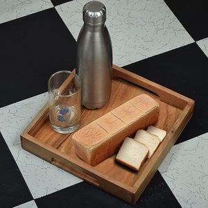 Eco-Friendly Rectangular Wooden Serving <b>Tray</b> with Handles for <b>Breakfast</b> Coffee & Tea - Natural Bamboo Wood Food Platter for Home - Product Image 1