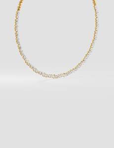 Collier tennis élégant à taille mixte avec diamants de laboratoire et naturels, en argent sterling 9KT 10KT 14KT 18KT, cadeau pour femme - Product Image 5