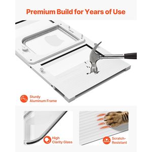 Porte pour chat en verre haute transparence avec cadre en aluminium pour fenêtres, 4 modes de verrouillage sécurisés, ajustement adaptable pour une largeur de 27 à 32 pouces - Product Image 6