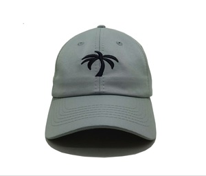Gray Custom Logo 6 Panel Cotton Baseball Cap Fitted Sporty Adjustable Unisex Casual Embroidered Palm Tree Front Panel Spring - Product Image 1