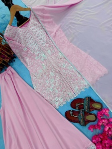 Pink Embroidered <b>Kurti</b> With Palazzo And Duppata For Women Traditional Indian Pakistani Casual Wear Loose Fit - Product Image 5