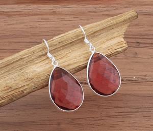 Wholesale <b>Red</b> Quartz Gemstone <b>Drop</b> <b>Earrings</b> 925 Sterling Silver Silver Plated Luxury Wedding & Party Gift Unisex Jewelry - Product Image 2