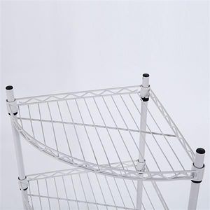 Scaffale Angolare Triangolare a 4 Ripiani Rivestito in Plastica 300x300x800mm Bianco per Casa e Ufficio - Product Image 5