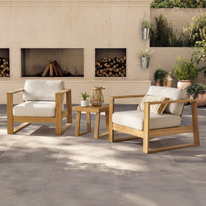 Contemporary <b>Outdoor</b> <b>Sofa</b> Set 2 Seater Weather Resistant Garden Furniture Beige Cushions Solid Wood Frame Non-Foldable ARDENA - Product Image 1