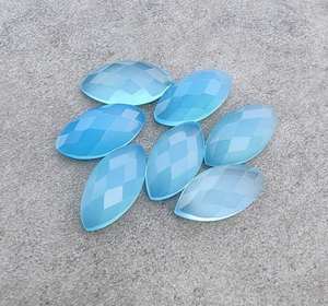 Calcedoine bleue taille marquise à coupe damier, pierre précieuse calibrée, pierre libre pour la fabrication de bijoux, bagues, pendentifs et fournitures d'artisanat - Product Image 4