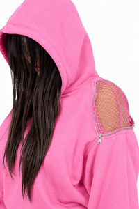 Conjunto de Sudadera Larga con Paneles de Malla y Pedrería para Invierno, Ropa Deportiva Premium para Mujer, Fabricante OEM ODM 100% - Product Image 4
