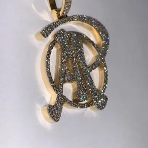 Colgante de Letra Inicial de Moissanita, Collar Personalizado con Alfabeto, Chapado en Oro, Plata 925, Joyería Hip Hop - Product Image 3