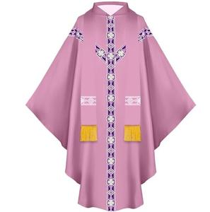 Offre Spéciale : Vêtement Liturgique pour Prêtre, Célébrant et Clergé, Robe d'Église Brodé avec Étole, Élégant, Couleur Rose, Vêtements Liturgiques Unis pour Père de la Communauté - Product Image 1
