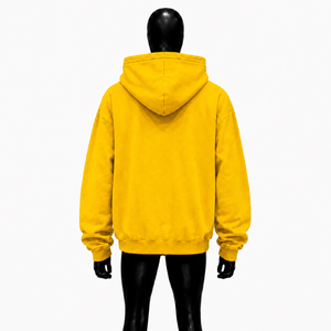 Yellow Oversized Zip Up Hoodie <b>Men</b> Streetwear Distressed <b>White</b> Letter Print Drop Shoulder Full Zipper Hooded <b>Sweatshirt</b> Causal - Product Image 2