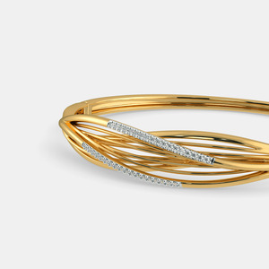 Brazalete de Oro con Diseño de Hoja Esculpida y Diamantes Redondos Cultivados en Laboratorio - Product Image 4