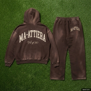 ชุดวอร์มผู้หญิง Ma-Attiera ผ้าฟลีซแบบมีฮู้ด เสื้อสเวตเชิ้ตทรงโอเวอร์ไซส์ กางเกงจ็อกเกอร์ พิมพ์ลายตัวอักษร ชุด 2 ชิ้น แบบขายาว - Product Image 5