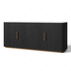 Mueble de Salón Moderno de Madera Negra con Tiradores Dorados, Mueble de Almacenamiento de Diseño Minimalista para el Interior del Hogar - Product Image 5