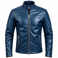 Blouson Bomber Homme en Cuir PU Écologique Style Moto avec Fermeture Éclair Col Rabattable Noir Uni avec Accents Marron 220g Automne