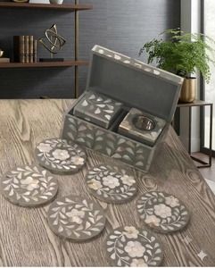 Juego de Cajas para Incienso de Nácar Hechas a Mano con Incrustaciones Florales de Sándalo Ecológico para Decoración del Hogar - Product Image 3