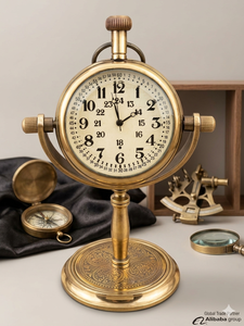 Vintage Brass Nautical <b>Desk</b> <b>Clock</b> Round Analog Table <b>Clock</b> Marine Style Decorative Timepiece for Desktop Decor - Product Image 5