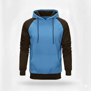 Sweat à capuche raglan bicolore personnalisé avec logo, en molleton épais pour homme, streetwear, manches contrastées, vente en gros - Product Image 6