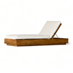 Promotion exceptionnelle : Chaise longue d'extérieur sans accoudoirs en bois massif avec coussin amovible, pour toutes les saisons, mobilier d'extérieur, lit de jour pliable - Product Image 1