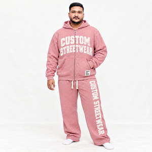 Conjunto Deportivo Oversize de Streetwear, Sudadera de Felpa Gruesa con Cordón, Pantalones de Corte Regular, Detalle de Pedrería, Diseño Gráfico Personalizado, Unisex - Product Image 3
