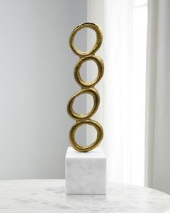 Escultura Geométrica Moderna Dorada, Pieza de Arte Abstracta para Decoración del Hogar, para Exhibición en Mesa de Sala de Estar - Product Image 3