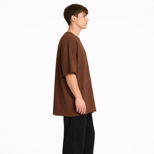 T-shirt en coton biologique à col rond personnalisé pour homme, coupe ample, 300g, pour usage quotidien décontracté, vente en gros - Product Image 2