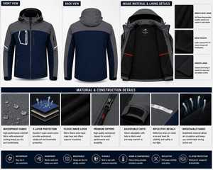 Chaqueta Deportiva Impermeable con Capucha para Hombre, Diseño Color Block, Cierre de Cremallera, Corte Regular, Estilo Otoñal para Actividades al Aire Libre - Product Image 3