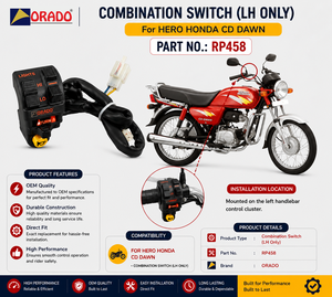 Interruptor combinado Hero Honda CD Dawn para mano izquierda, calidad de exportación, para repuestos de motocicletas, India, Orado - Product Image 3