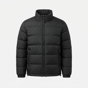 Custom Heavyweight <b>Puffer</b> Jacket <b>Men</b> Plain Stand Collar Winter Warm Bubble <b>Coat</b> Casual Fashion Outerwear Bulk Manufacturing - Product Image 2