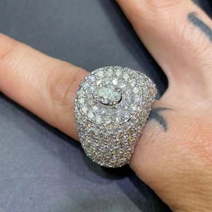 Micro Paved Set Oval Cut Moissanite Diamond Iced Out Hip Hop Engagement Wedding <b>Ring</b> for <b>Men</b> 925 Sterling <b>Silver</b> Big Hollow <b>Ring</b> - Product Image 1