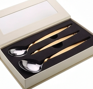 Ensemble de couverts de service jetables de luxe en acier inoxydable, écologiques, avec manche doré élégant et tête argentée, pour cuisine, salle à manger et buffet - Product Image 6