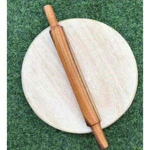 Elegant Acacia Wood Chakla Belan Set with Decorative Finish Handcrafted <b>Rolling</b> <b>Board</b> and <b>Pin</b> for Roti Chapati Kitchen Decor - Product Image 3