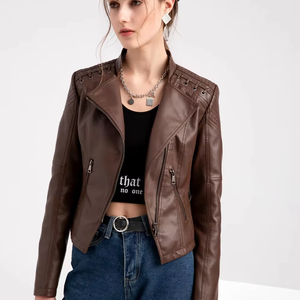 Nouvelle veste bomber en cuir véritable pour femme, collection hiver 2026, coupe slim, courte, imperméable, coupe-vent, respirante, grandes tailles - Product Image 1