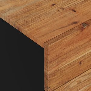 Mesita de Noche de Madera Natural y Negra con Detalles Elegantes y Prácticos - Product Image 6