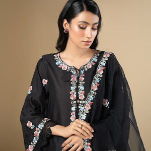 Camisa bordada Frente de HandKhaddi Bindi de algodón puro con camisa bordada Parte posterior de HandKhaddi Bindi de algodón puro - Product Image 3