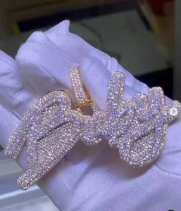 Colgante de moissanita con incrustaciones de diamantes, plata de ley 925, joyería de moda, pasa el test de diamantes, colgante con nombre personalizado para regalo. - Product Image 1