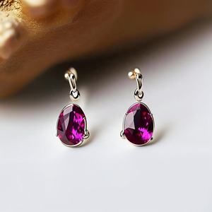 Boucles d'oreilles en argent sterling 925 faites à la main en tourmaline rose avec pierres précieuses à la mode pour les femmes - Product Image 2