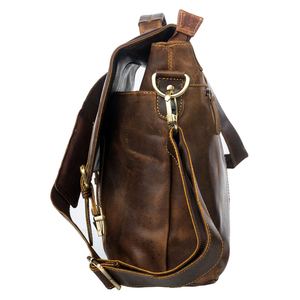 Wholesale Custom Logo Handmade Vintage Canvas Genuine Leather Summer Fashion Button Detail Messenger <b>Bag</b> <b>Laptop</b> Men <b>Briefcase</b> - Product Image 3