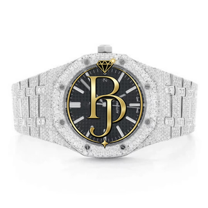 Montre BRIVA JEWELS de luxe pour homme, style hip-hop, avec moissanite, cadran carré de 50 mm, aiguilles lumineuses, acier inoxydable, mécanique 14 carats blanc - Product Image 1