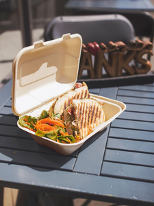 Clamshell 3 Compartment Biodegradable Waterproof <b>Heavy</b>-<b>Duty</b> Go Containers Reclaimed Natural Fiber for Cold Hot Food Large <b>Box</b> - Product Image 5