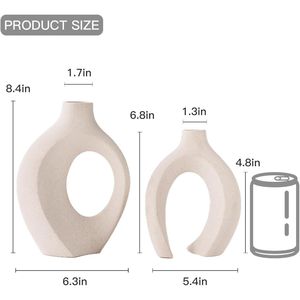 Set di 2 Vasi in Ceramica Traforata Stile Nordico Moderno Boho, Vasi Decorativi in Porcellana per Arredamento Casa - Product Image 2