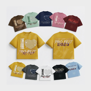 Camiseta Personalizada de Verano para Hombre, de Alta Calidad, 100% Algodón, Transpirable, Estilo Hip Hop, con Pedrería, Logotipo Personalizado, Cuello Redondo, Manga Corta, Corte Holgado - Product Image 1