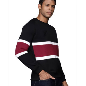 <b>Men</b> Knitted Crew Neck Pullover Zipper <b>Sweatshirt</b> Black <b>Red</b> White Regular Fit Casual Winter Digital Printing - Product Image 6
