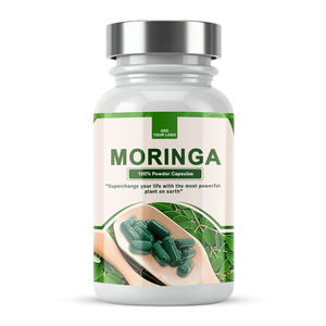 Capsules de poudre de feuilles de Moringa naturelles, certifiées ISO, fabricant de produits nutraceutiques, qualité d'exportation - Product Image 1