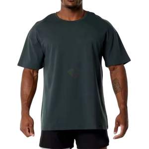 Camiseta de Hombre Azul Cian con Hombros Caídos, Oversize, Lisa, de Mezcla de Algodón, Ajuste Holgado, Fabricante de Etiquetas Personalizadas - Product Image 5