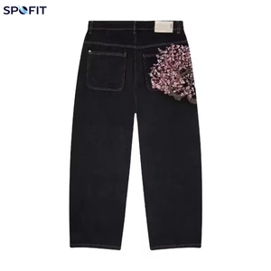 Jeans Rectos de Cintura Alta con Bordado, Estilo Holgado, para Mujer, Moda Urbana, Tela Denim, Verano 2026 - Product Image 1