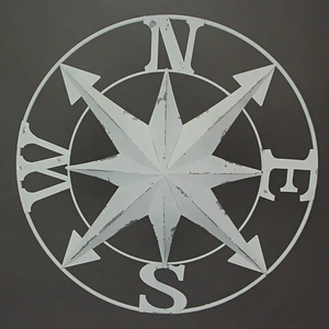 Rose de l'indicateur d'orientation en métal à suspendre pour décoration intérieure et extérieure, art mural nautique - Product Image 4