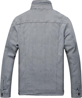 Chaqueta de Mezclilla Azul Oscuro para Hombre, Cuello Camisero, Cierre de Botones, Manga Regular, Tejido de Tela, en Venta